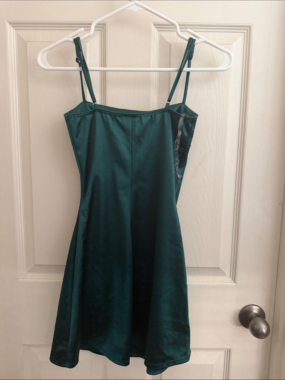 Dark Green Slip Dress with Adjustable Straps - Picture 3 of 3